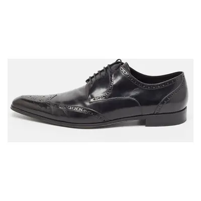 Dolce & Gabbana Black Leather Pointed Toe Derby Size 43.5