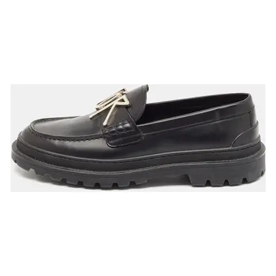 Dior x Stussy Black Leather Slip On Loafers Size