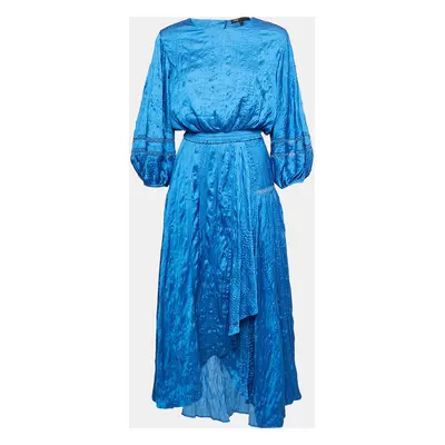 Maje Blue Textured Crepe Lace Trimmed Top and Skirt Set