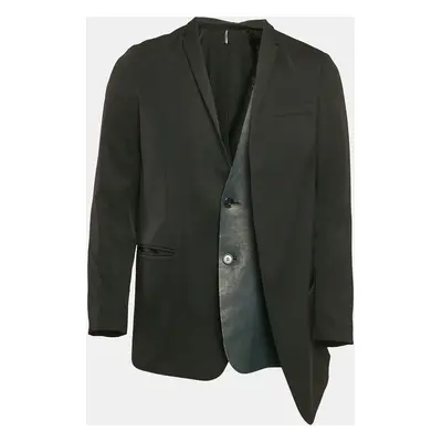 Dior Homme Black Leather Trim Wool Single Breasted Blazer