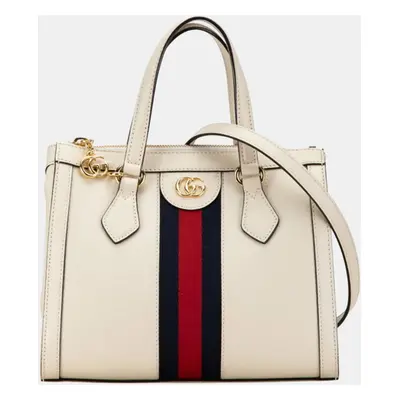 Gucci White Ivory Leather Ophidia Small Handbag