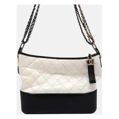 Chanel Calf Leather White Black Gabriel De Hobo Large Chain Shoulder Bag