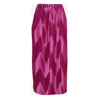 Givenchy Pink Zig-Zag Plisse Satin Midi Skirt