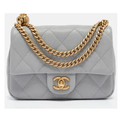 Chanel Grey Quilted Leather Mini Sweetheart Flap Bag