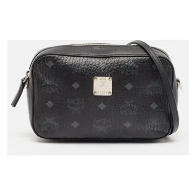 MCM Black Visetos Coated Canvas and Leather Camera Crossbody Bag