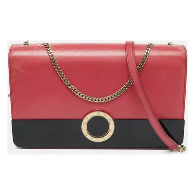 Bvlgari Pink/Black Leather and Perspex Flap Cover Shoulder Bag