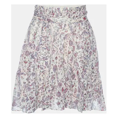 Isabel Marant Etoile Beige Floral Printed Cotton Flared Mini Skirt