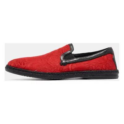 Dolce & Gabbana Red Floral Jacquard Fabric Espadrille Loafers Size