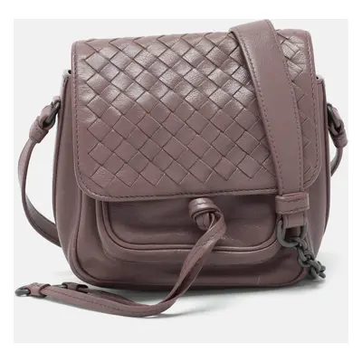 Bottega Veneta Mauve Beige Intrecciato Leather Flap Shoulder Bag