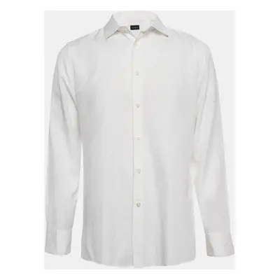 Ermenegildo Zegna White Cotton Blend Button Front Shirt