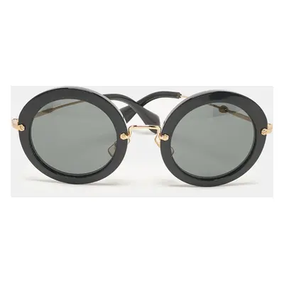 Miu Miu Black SMU 13N Round Sunglasses