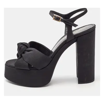 Saint Laurent Black Knotted Canvas Bianca Sandals Size 38.5