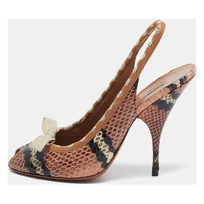 Alaia Multicolor Python Peep Toe Slingback Pumps Size