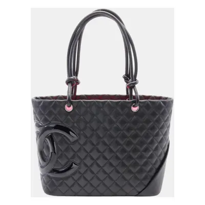 Chanel Black Leather Cambon Line Large Tote Bag