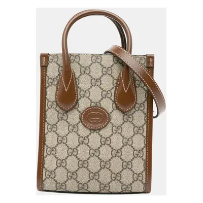 Gucci Beige/Brown Mini GG Supreme Interlocking G Satchel