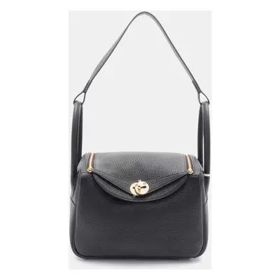 Hermes Black Leather Lindy Shoulder Bag