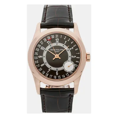 Patek Philippe Brown 18k Rose Gold Calatrava 6000R-001 Automatic Men's Wristwatch mm