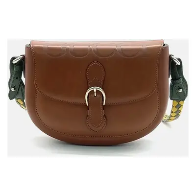 Gucci Brown Leather Gucci Logo Shoulder Bag