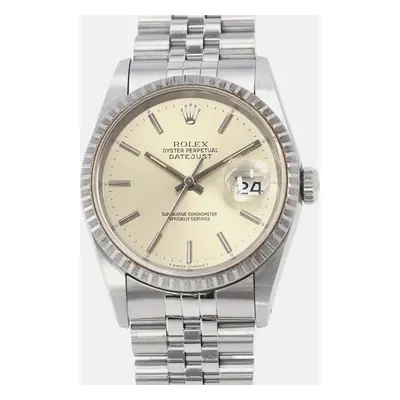 Rolex Silver Stainless Steel Datejust Automatic Men's Wristwatch mm