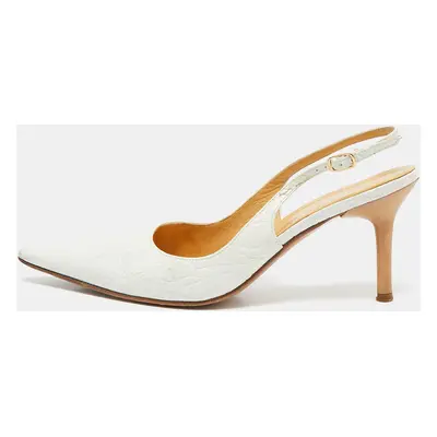 Casadei White Leather Pointed Toe Slingback Pumps Size 37.5