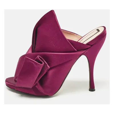 Nº21 Burgundy Satin Raso Knot Peep Toe Mules Size