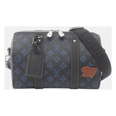 Louis Vuitton Coated Canvas Leather Black City Keepall Monogram Record Shoulder Bag