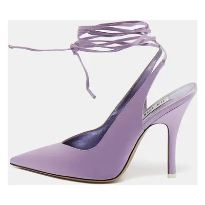 The Attico Purple Satin Venus Ankle Wrap Pumps Size