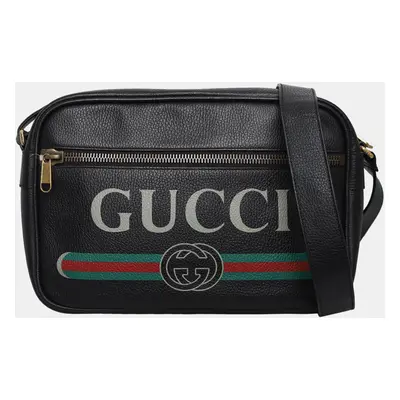 Gucci Logo Leather Messenger Bag