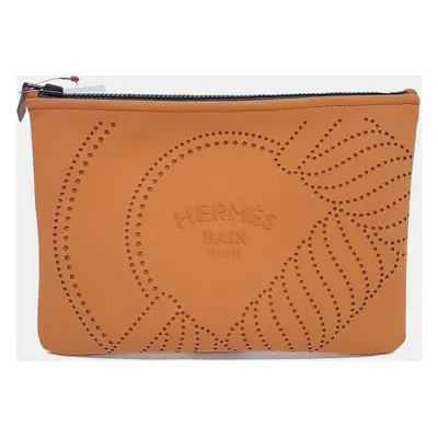 Hermes Brown Fabric Neo Vein Clutch bag