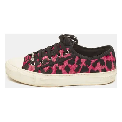 Dior Pink/Black Leopard Print Canvas Walk'n'Dior Sneakers Size