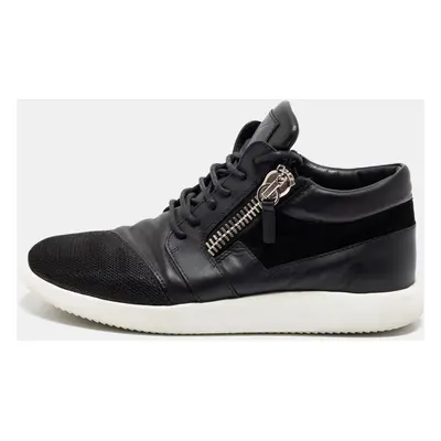 Giuseppe Zanotti Black Leather And Mesh Side Zip Sneakers Size