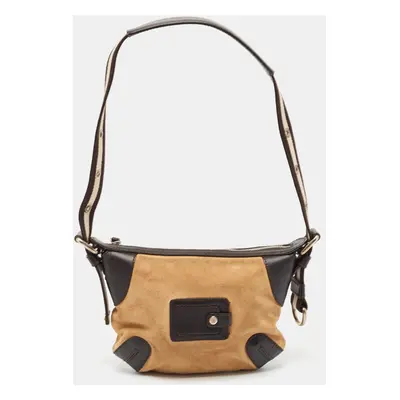 Bally Dark Brown/Tan Suede and Leather Shoulder Bag