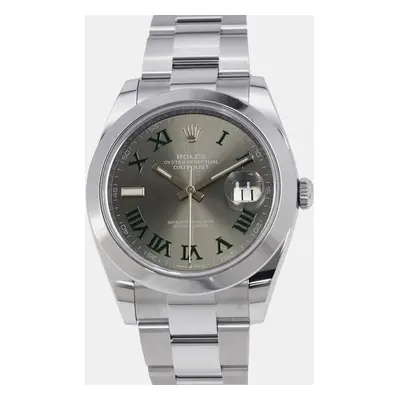 Rolex Grey Stainless Steel Datejust Automatic Men's Wristwatch mm