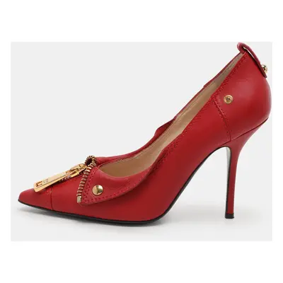 Moschino Red Leather Biker Pumps Size