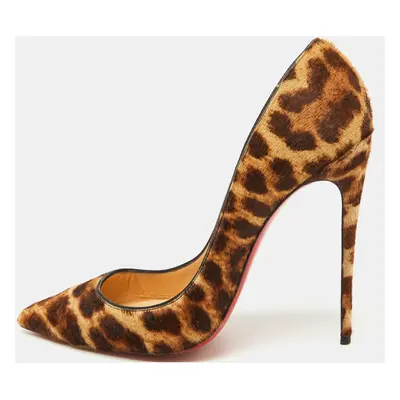 Christian Louboutin Brown Leopard Print Calf Hair So Kate Pumps Size