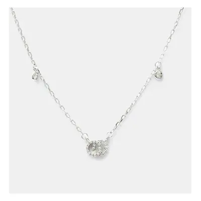 Gucci Silver 18K White Gold Diamond GG Running Diamond Necklace