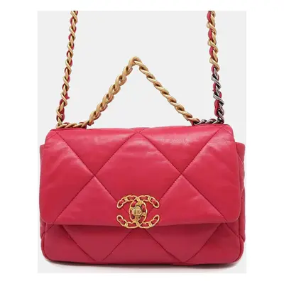 Chanel Pink Lambskin Chanel19 Chain shoulder Bag