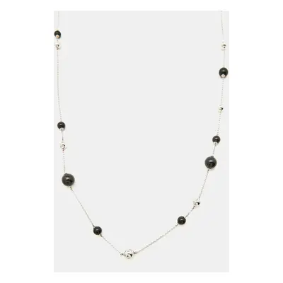 Georg Jensen Onyx Silver Beads Long Station Necklace