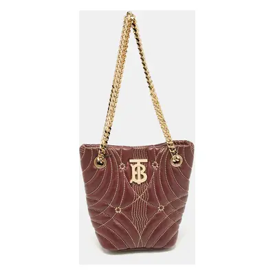 Burberry Dark Maroon Leather Mini Lola Bucket Bag