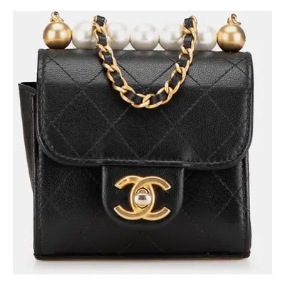 Chanel Mini Goatskin Chic Pearls Clutch On Chain