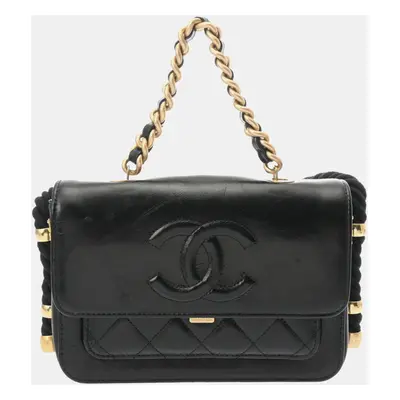 Chanel Black Leather En Vogue Rope Shoulder Bag