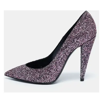 Saint Laurent Purple Glitter Pointed Toe Pumps Size