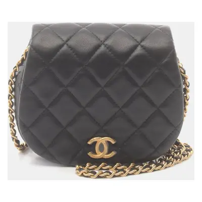 Chanel Lambskin Black Matelasse Shoulder Bag