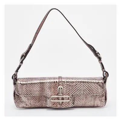 Jimmy Choo Metallic Brown Snakeskin Leather Tulita Pochette Bag