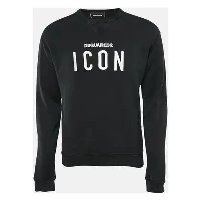 Dsquared2 Black Embroidered Cotton Sweatshirt