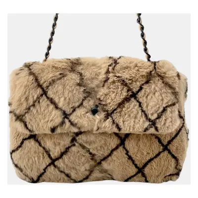 Chanel Matelasse Rabbit Fur Coco Mark Chain Shoulder Bag