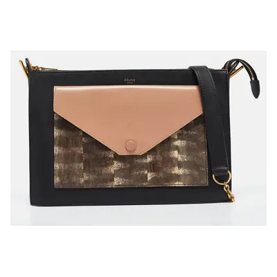 Celine Multicolor Leather and Watersnake Pocket Envelope Shoulder Bag