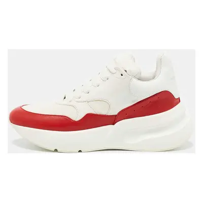 Alexander McQueen White/Red Leather And Mesh Oversized Runner Low Top Sneakers Size