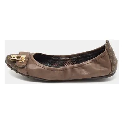 Louis Vuitton Brown Nubuck and Monogram Canvas Lucky Ballet Flats Size 38.5