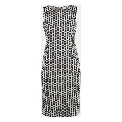 Armani Collezioni White/Black Patterned Jacquard Knit Sleeveless Short Dress